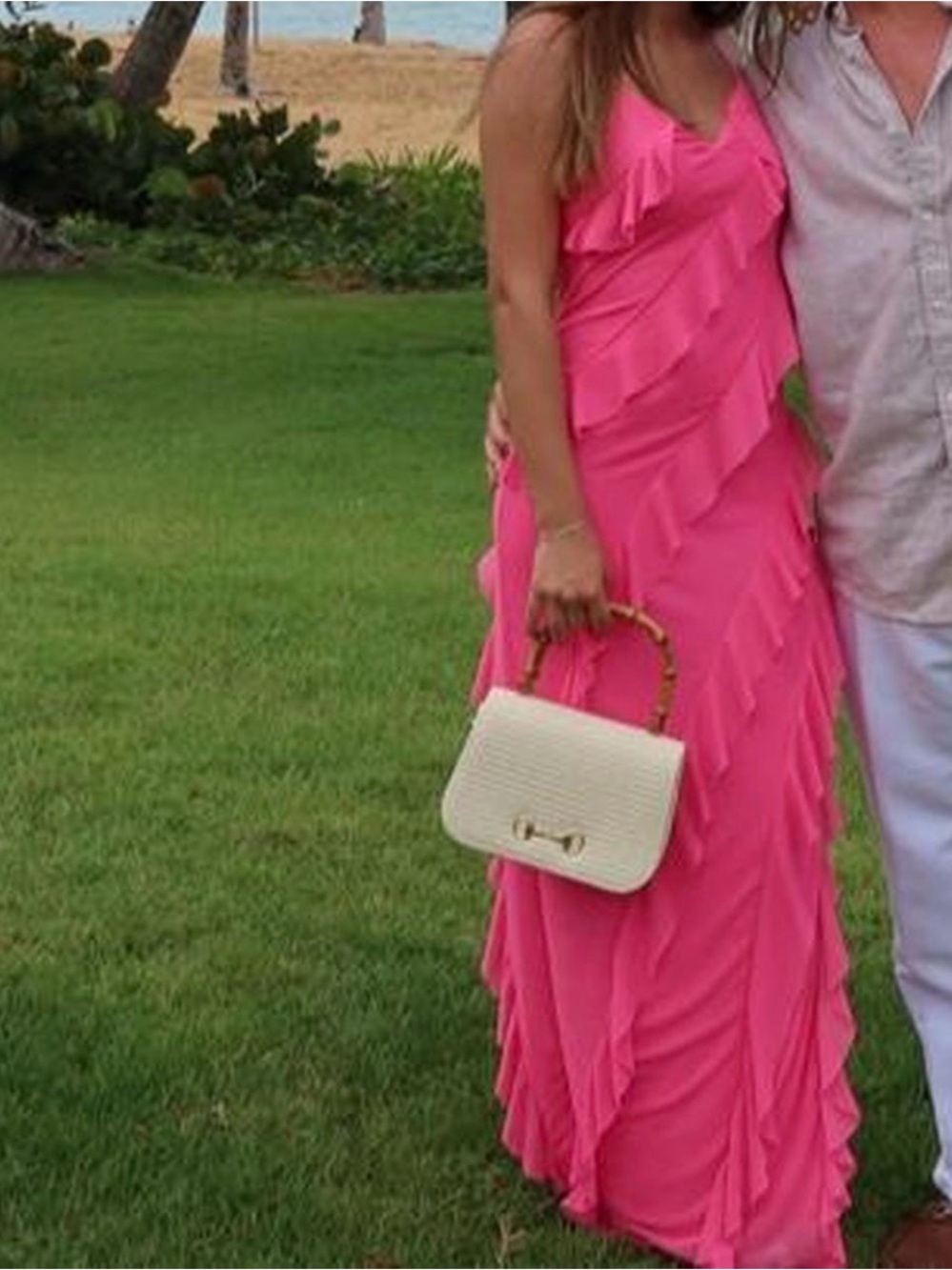 Sincerely Jules Hot Pink Ruffle-Trim Maxi Dress